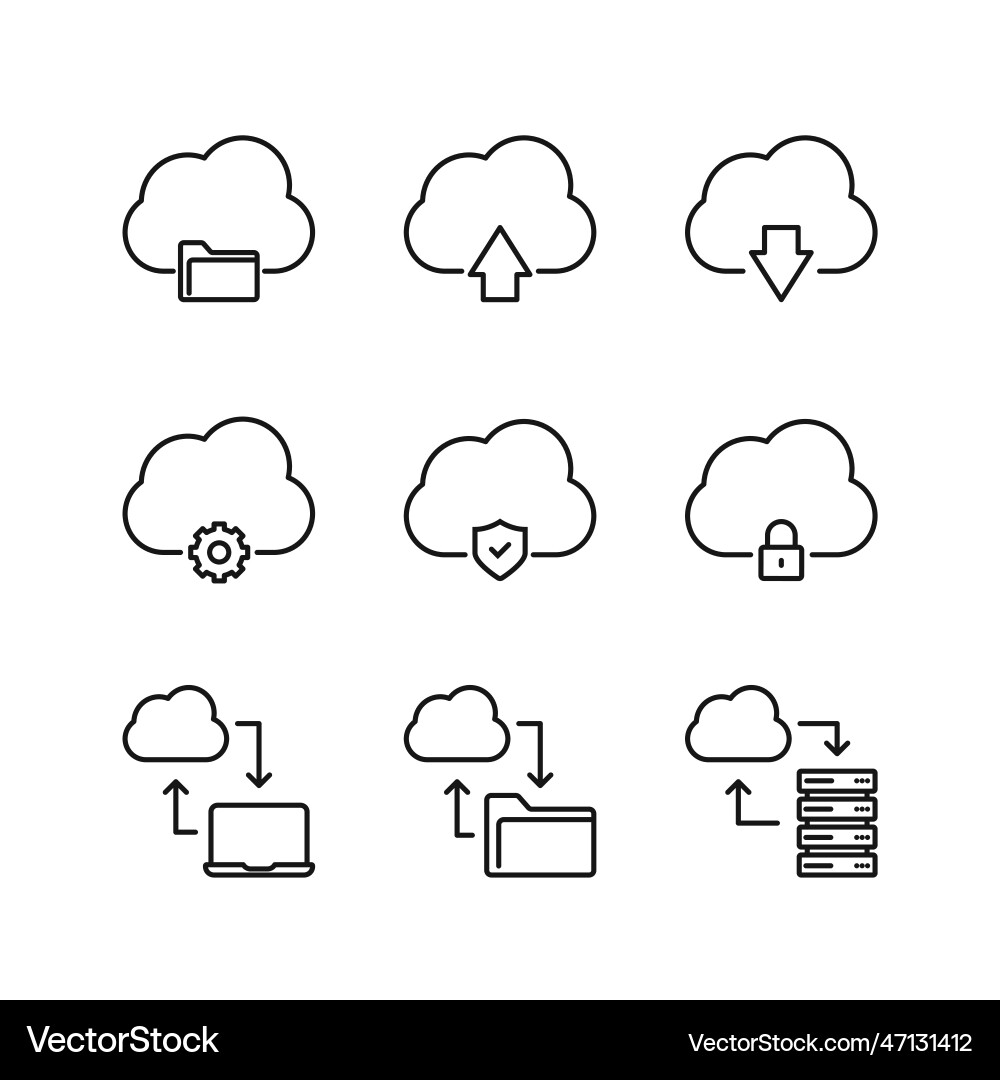 Editable set icon of cloud computing Editable set icon of cloud computing vector image