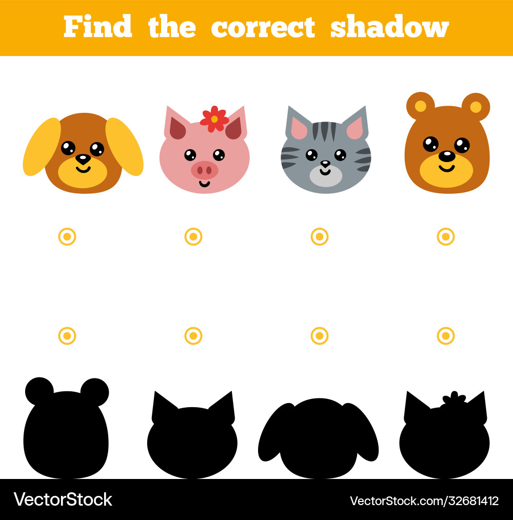 Find correct shadow game for children set Find correct shadow game for children set vector image