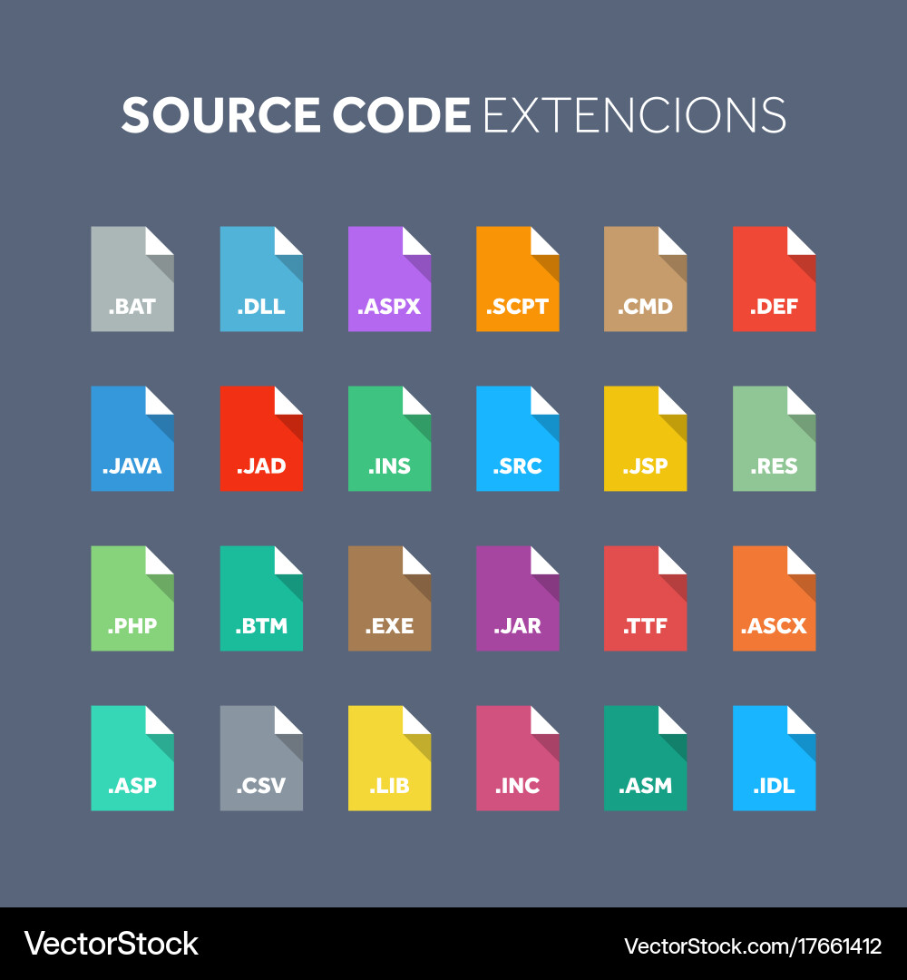 Flat Style Icon-Set Quellcode Programmierdatei Vektorbild
