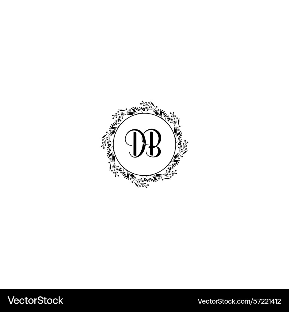 Floral handwritten monogram logos with db initials Floral handwritten monogram logos with db initials Vector Image