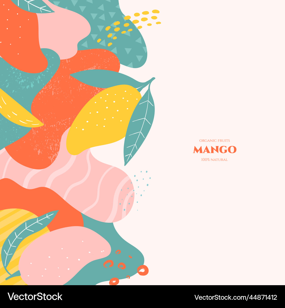 Frame with doodle mango and abstract elements Frame with doodle mango and abstract elements vector image