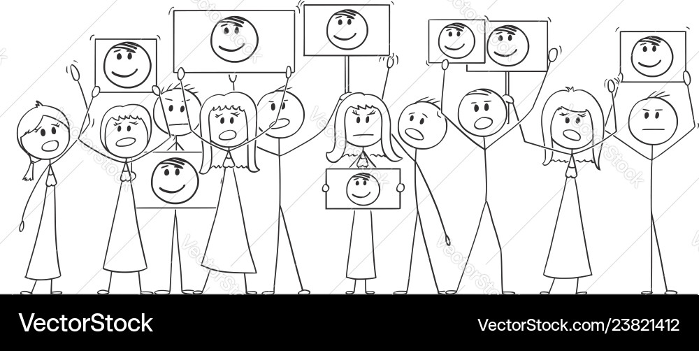 Group of Protesters Demonstrating Vector Image