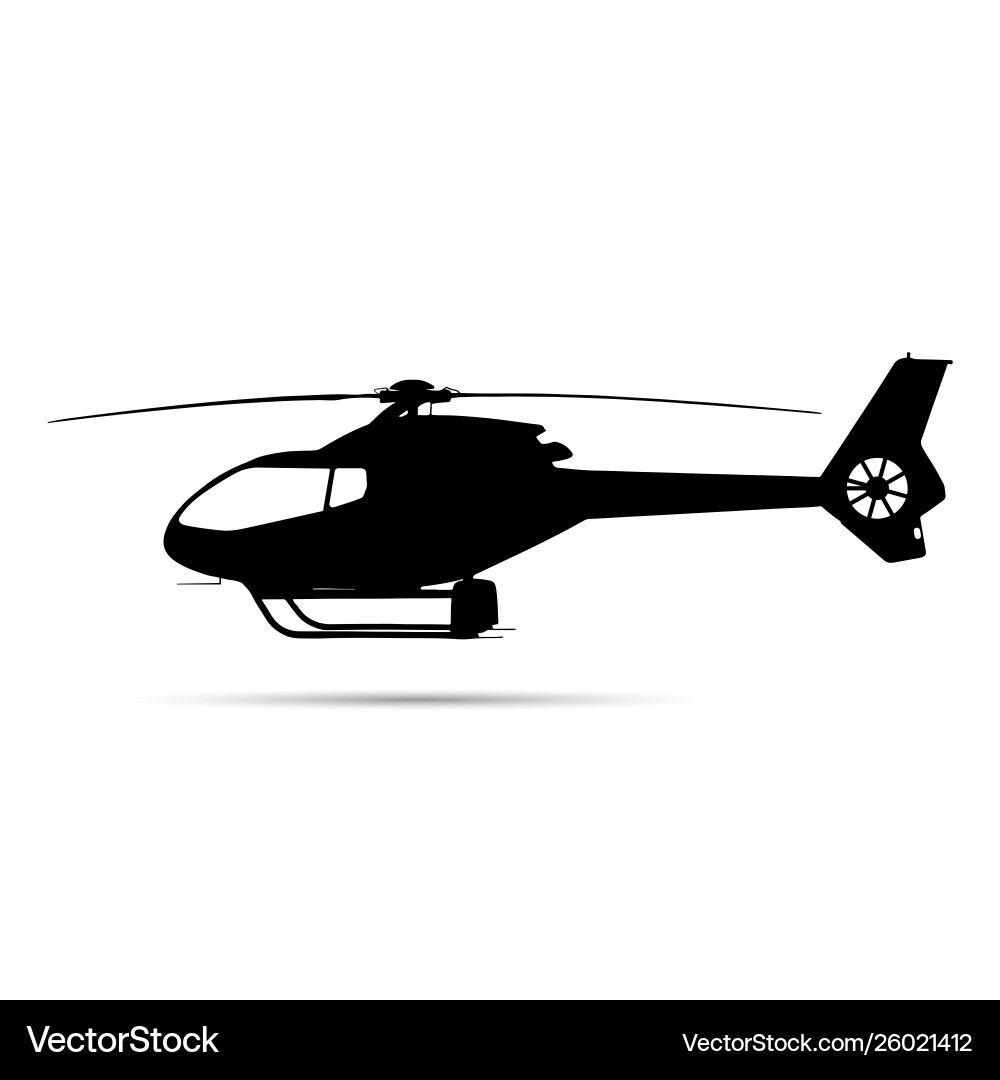 Helicopter Silhouette - Black Vector Image