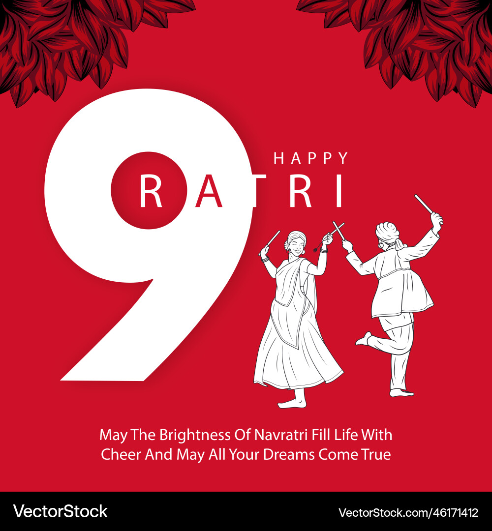 Indian hindu festival happy navratri banner Indian hindu festival happy navratri banner vector image