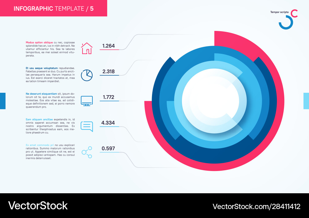 Light and neat infographic circle chart vector image