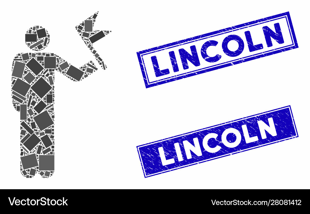 Man with flag mosaic and scratched rectangle Man with flag mosaic and scratched rectangle vector image