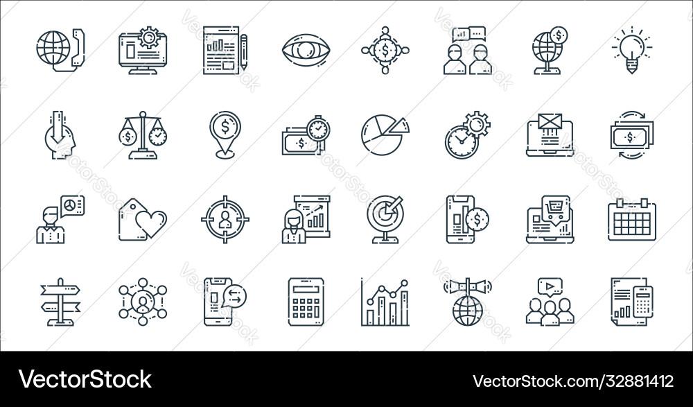 Marketing line icons linear set quality Vector Image