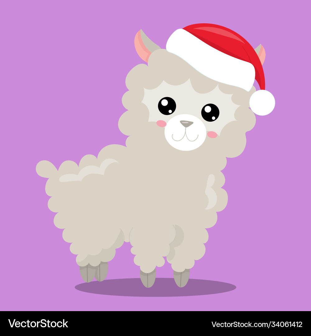 Merry christmas llama plain 04 Vector Image