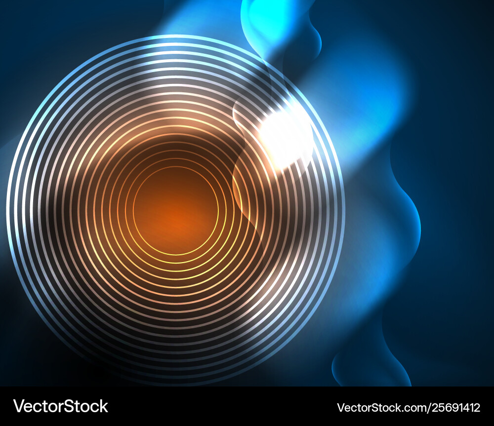 Neon glowing wave lines blue hi-tech futuristic Neon glowing wave lines blue hi-tech futuristic vector image