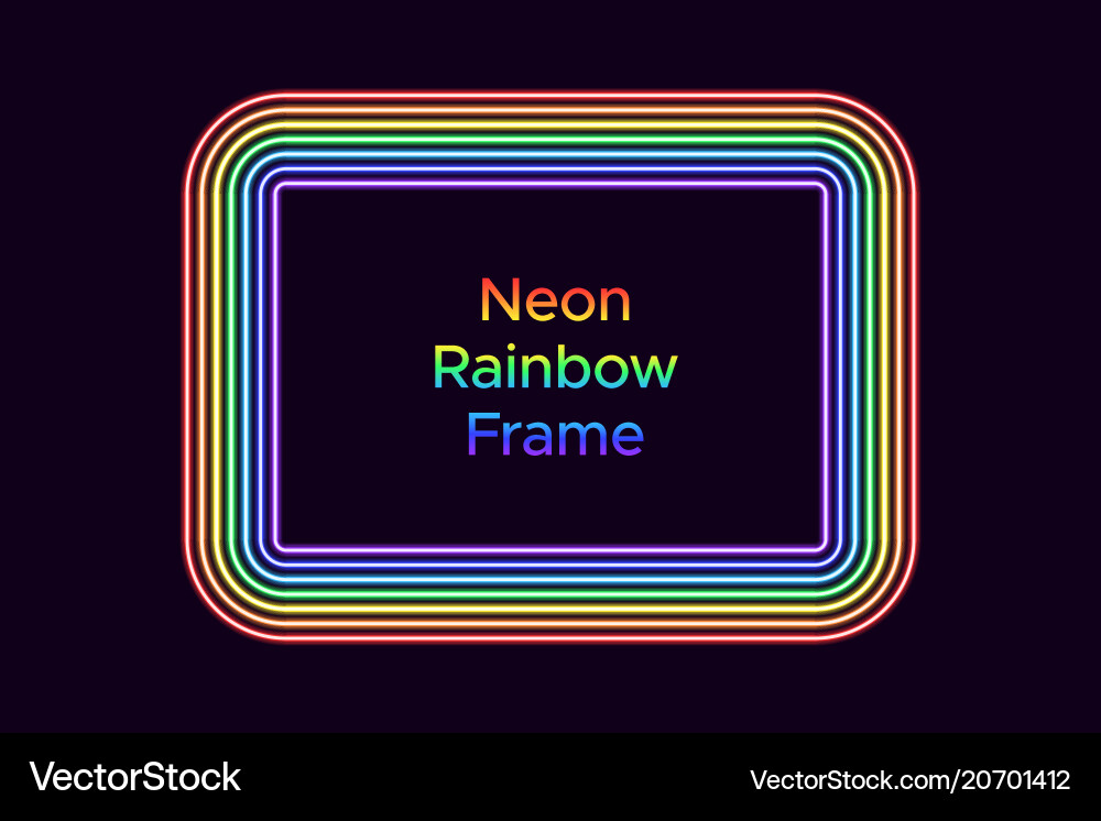 Neon rectangle frame in rainbow color Vector Image