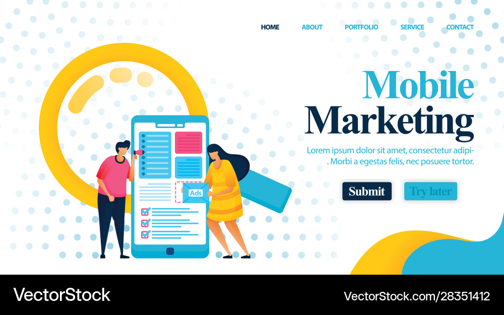 Optimization ad costs and layout using mobile Optimization ad costs and layout using mobile vector image