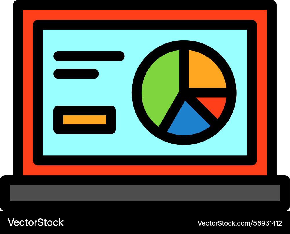 Pie chart line filled style icon design Vector Image