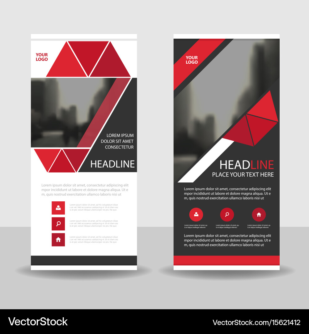 Red black triangle roll up business brochure vector image