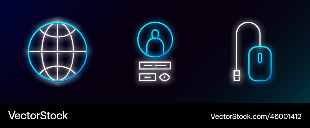 Set line computer mouse social network and create Vector Image
