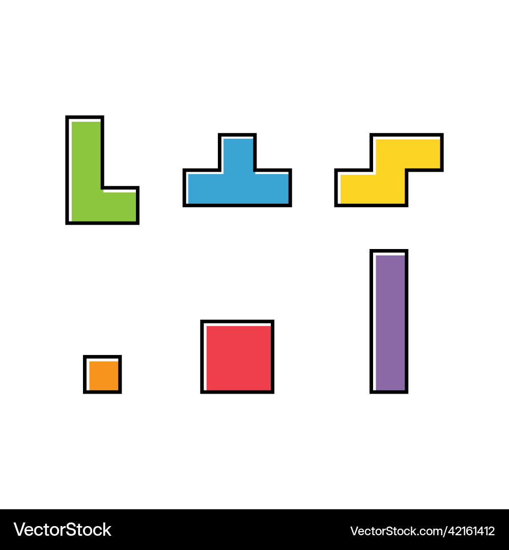 Set of color tetris block puzzle icon Set of color tetris block puzzle icon vector image