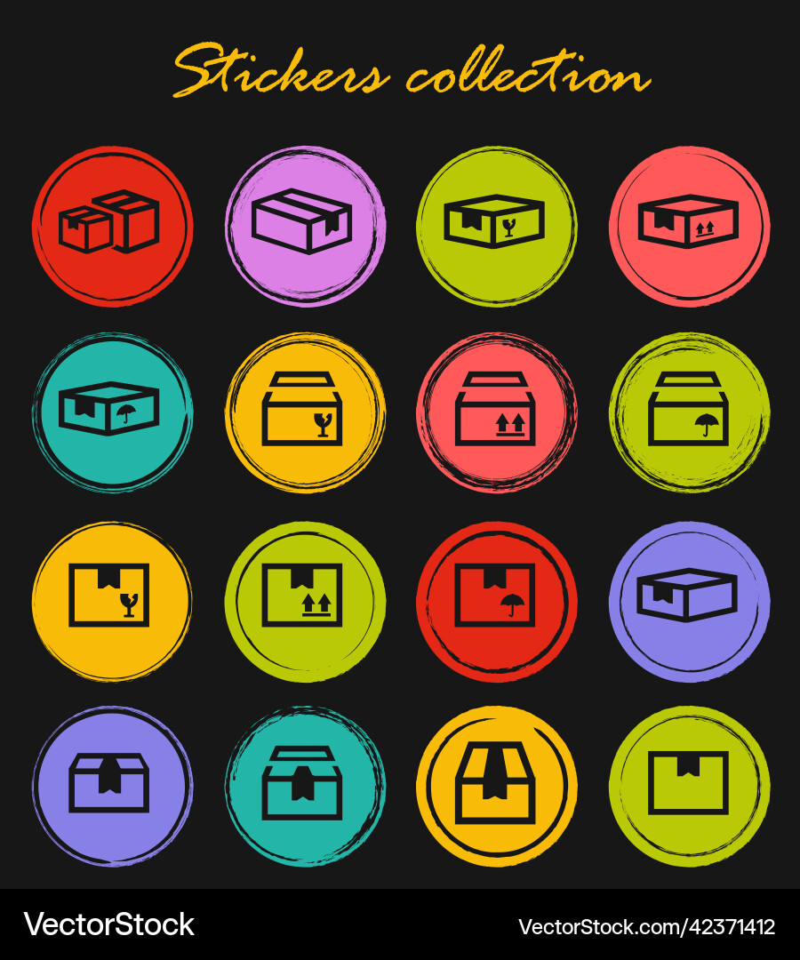 Simple icons set of box Vector Image
