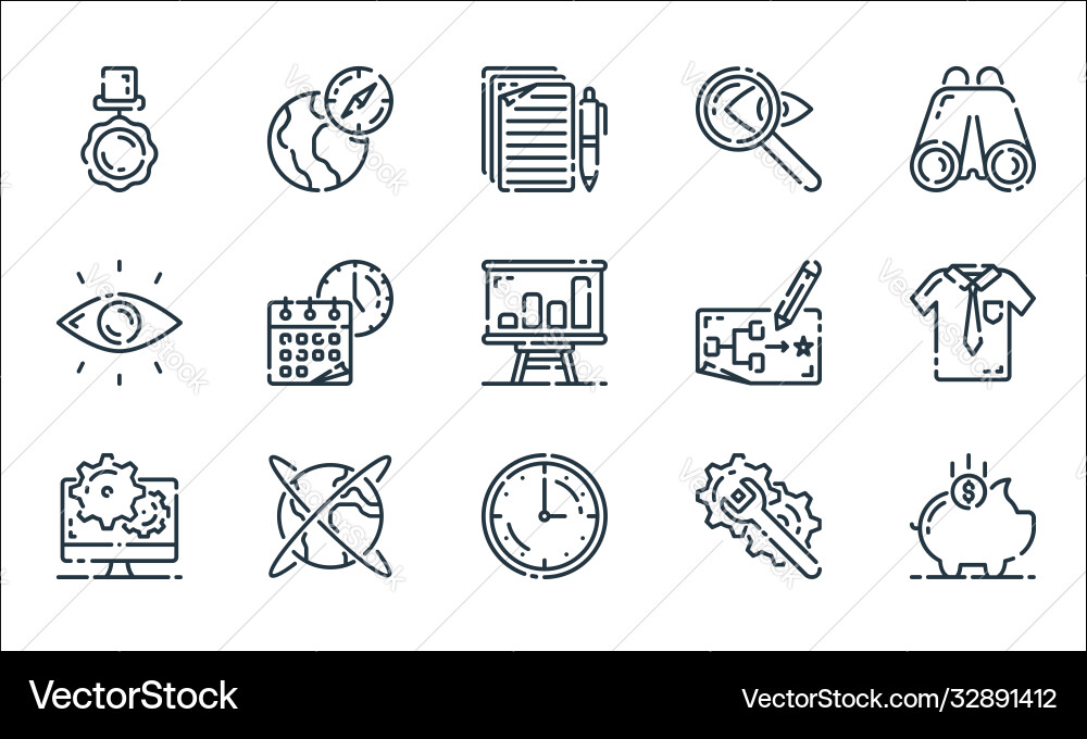 Startup line icons linear set quality Startup line icons linear set quality Vector Image