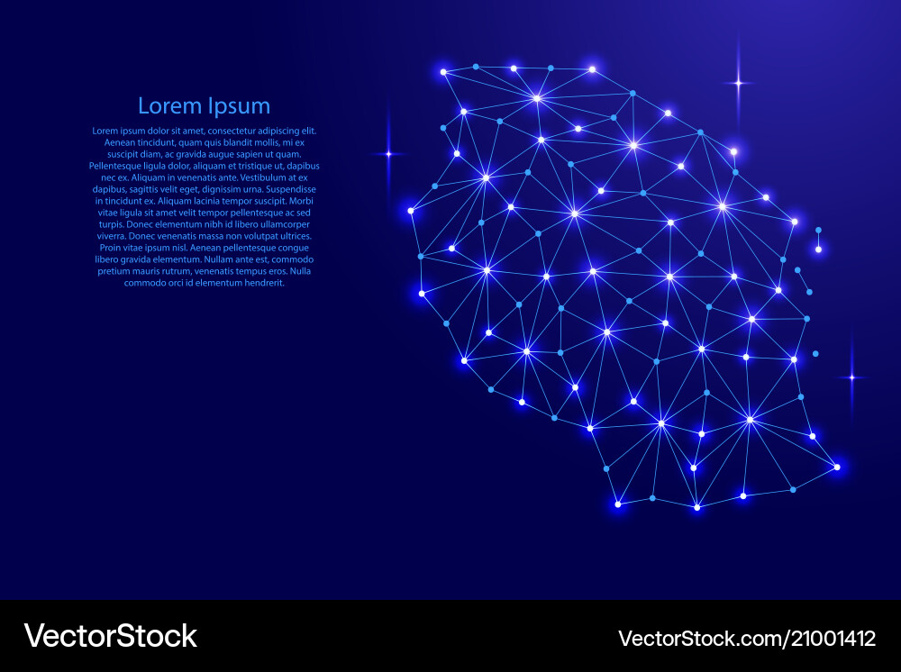 Tanzania map of polygonal mosaic lines network Tanzania map of polygonal mosaic lines network vector image