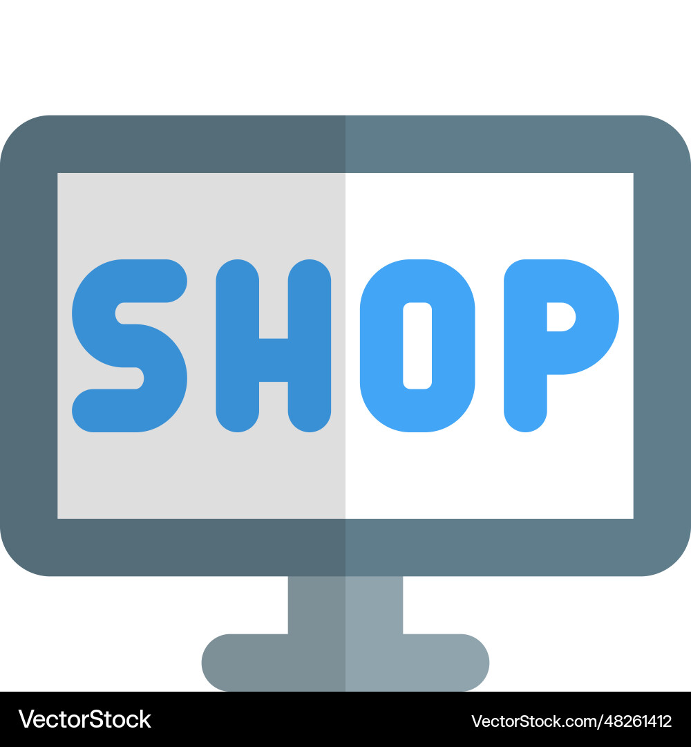 Using a computer for conducting shopping online vector image