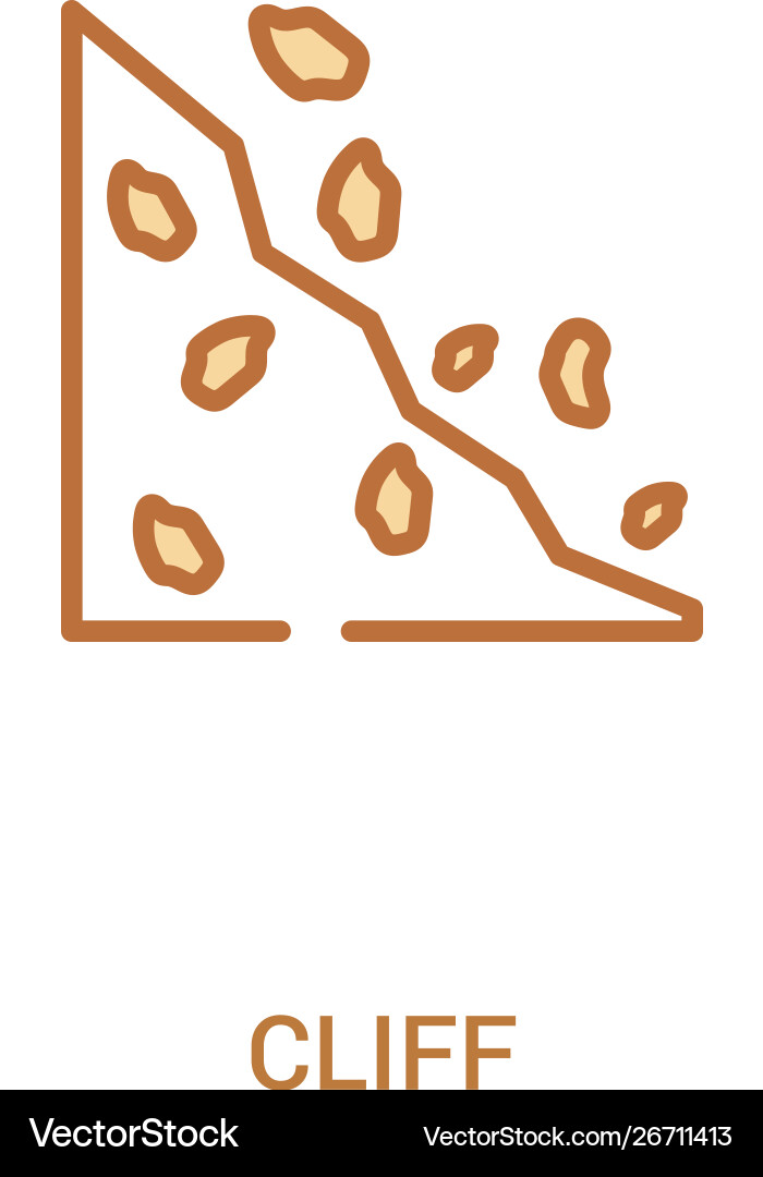 Cliff concept 2 colored icon simple line element Cliff concept 2 colored icon simple line element vector image