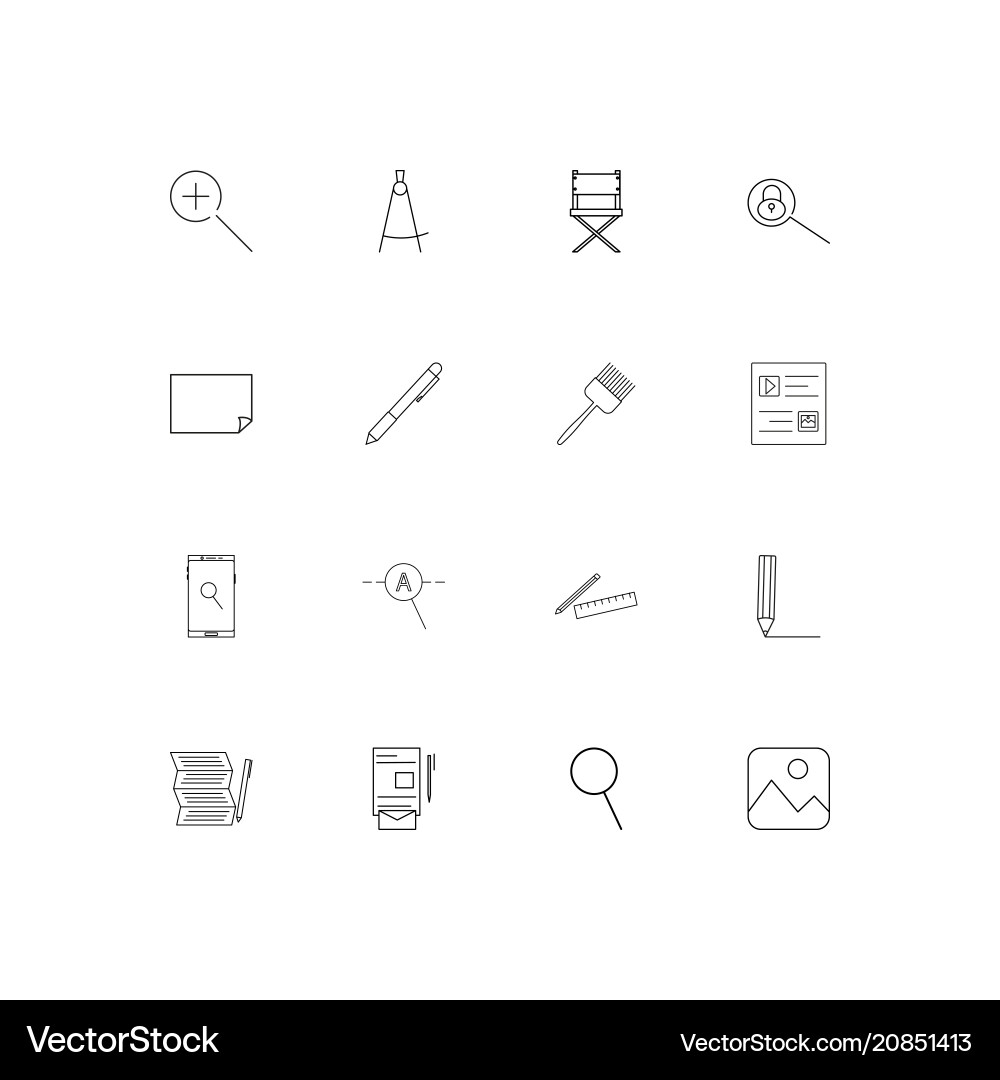 Creative process and design linear thin icons set vector image