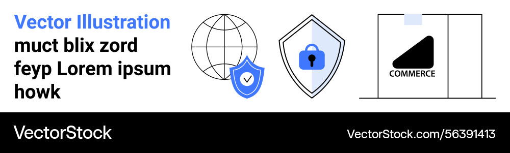 Cybersecurity concepts with shield lock globe Cybersecurity concepts with shield lock globe vector image