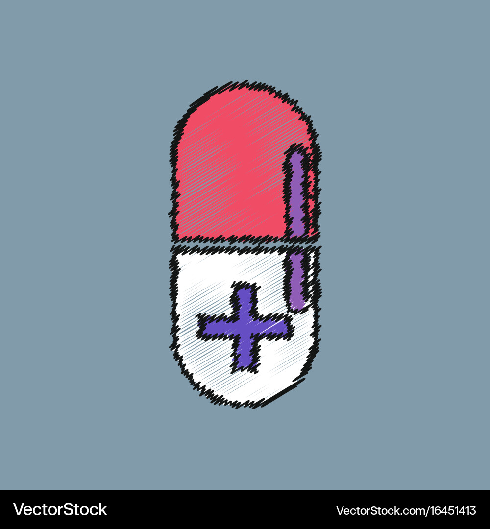 Flat shading style icon capsule with cross Vector Image