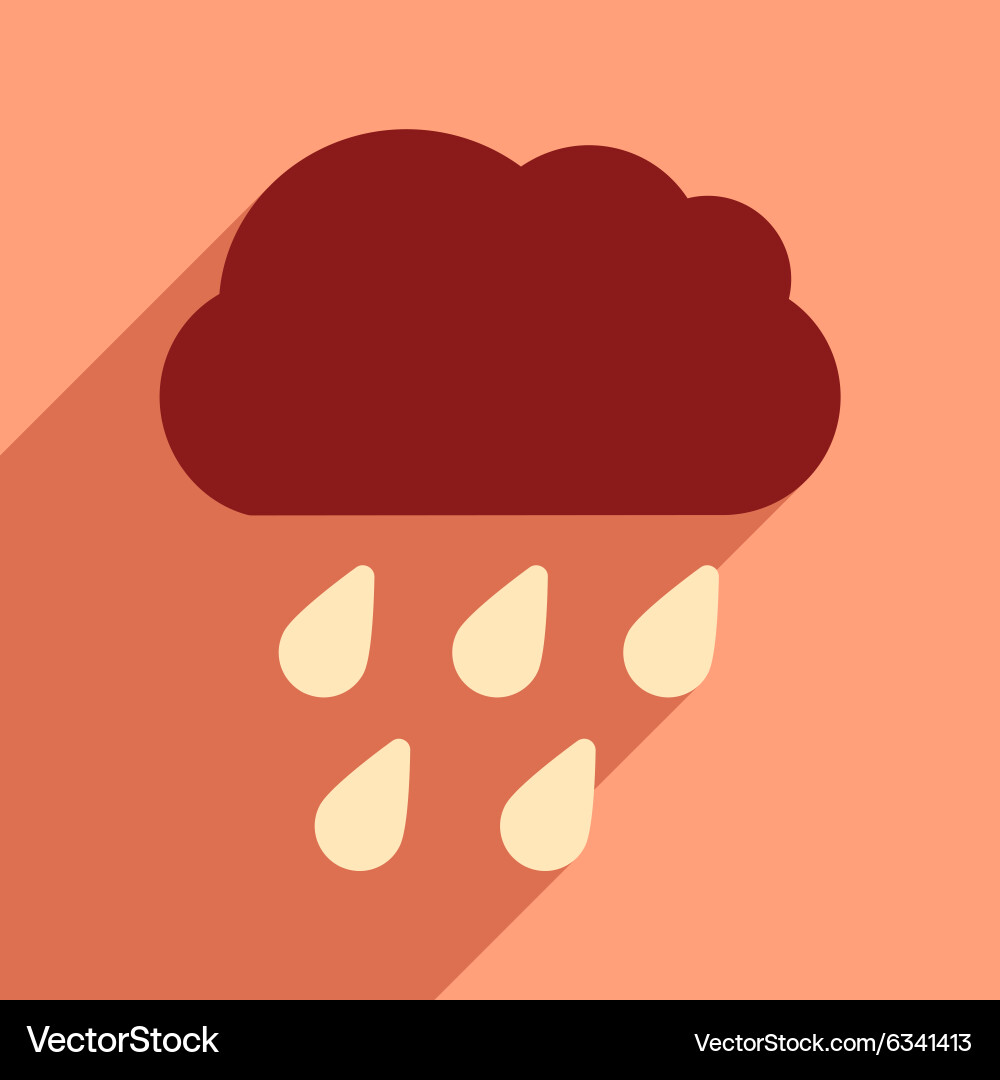 Flat with shadow icon and mobile application rain vector image