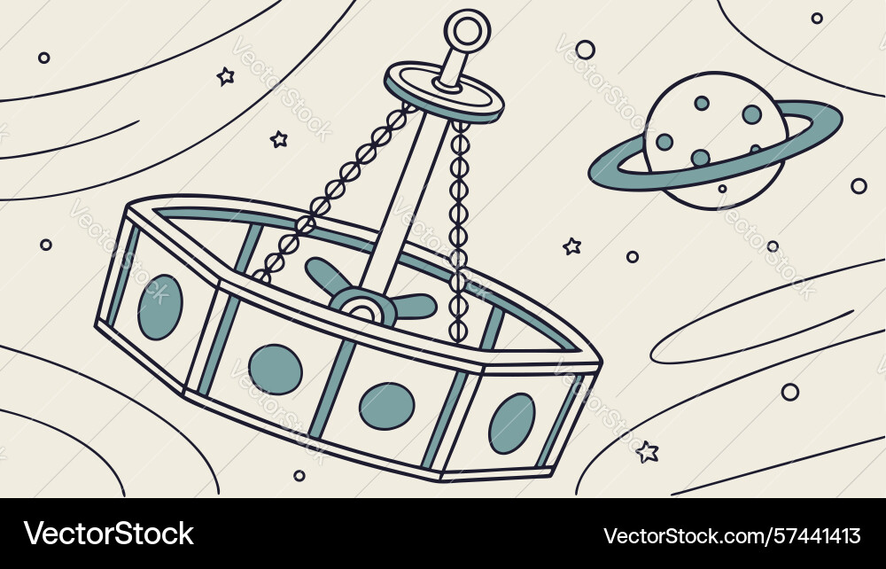 Futuristic newtons cradle orbiting planet design Vector Image