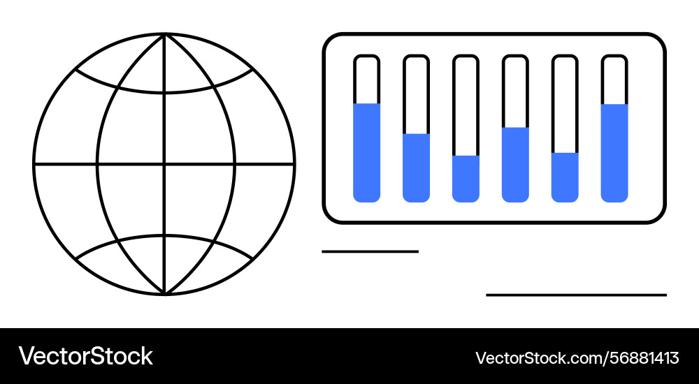 Global data analytics with bar chart Global data analytics with bar chart vector image