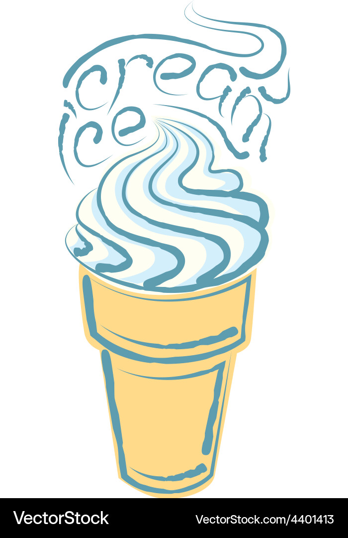 Ice Cream Cup with Calligraphic Script Vector Image