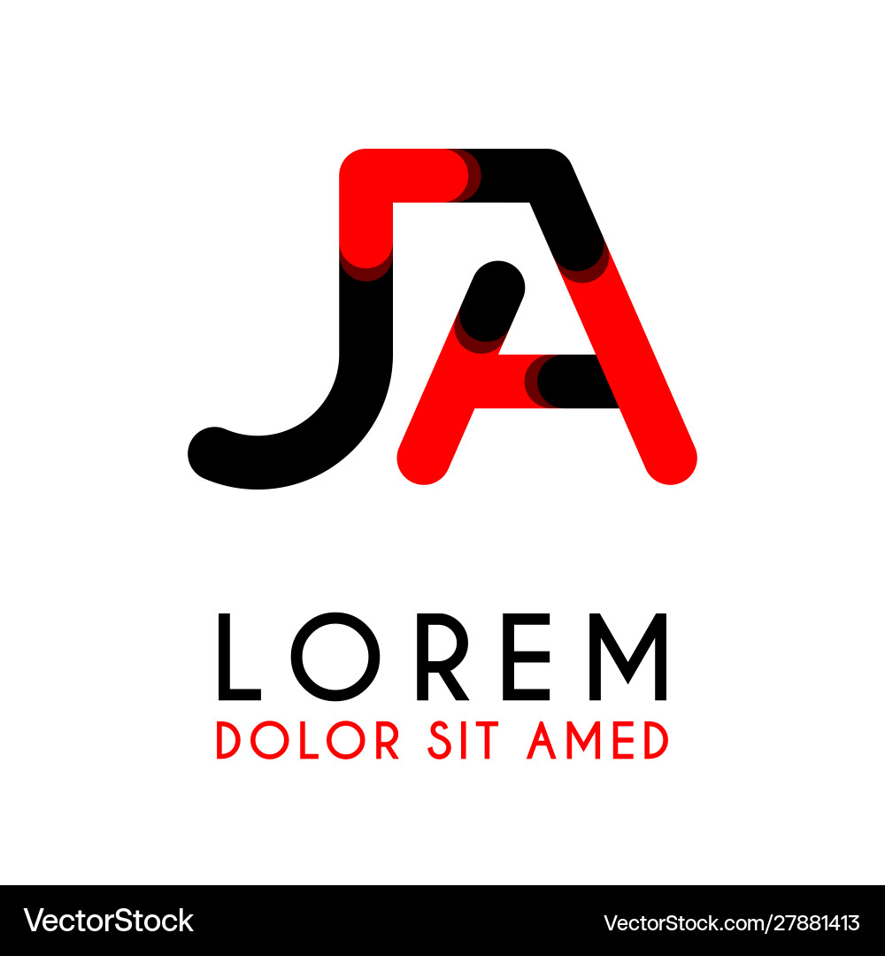 Initial letter ja with red black and has rounded Initial letter ja with red black and has rounded vector image