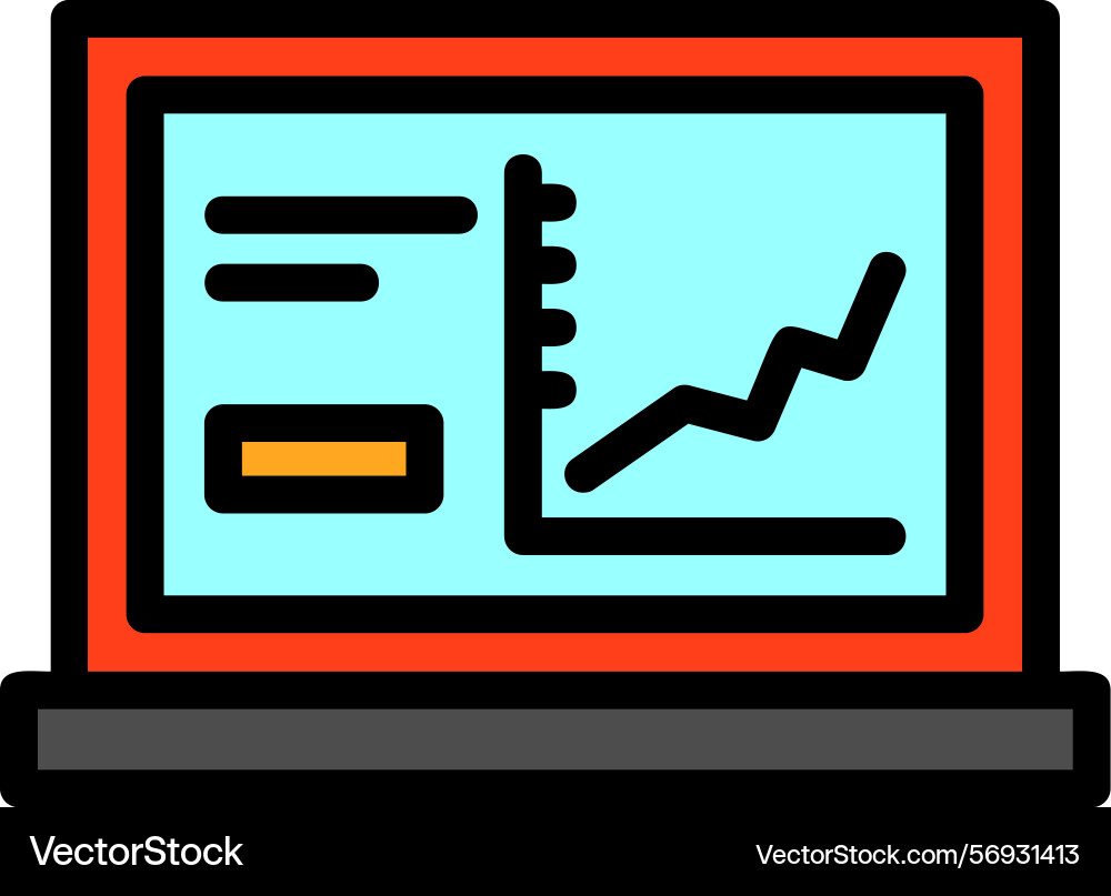 Line chart filled style icon design Vector Image
