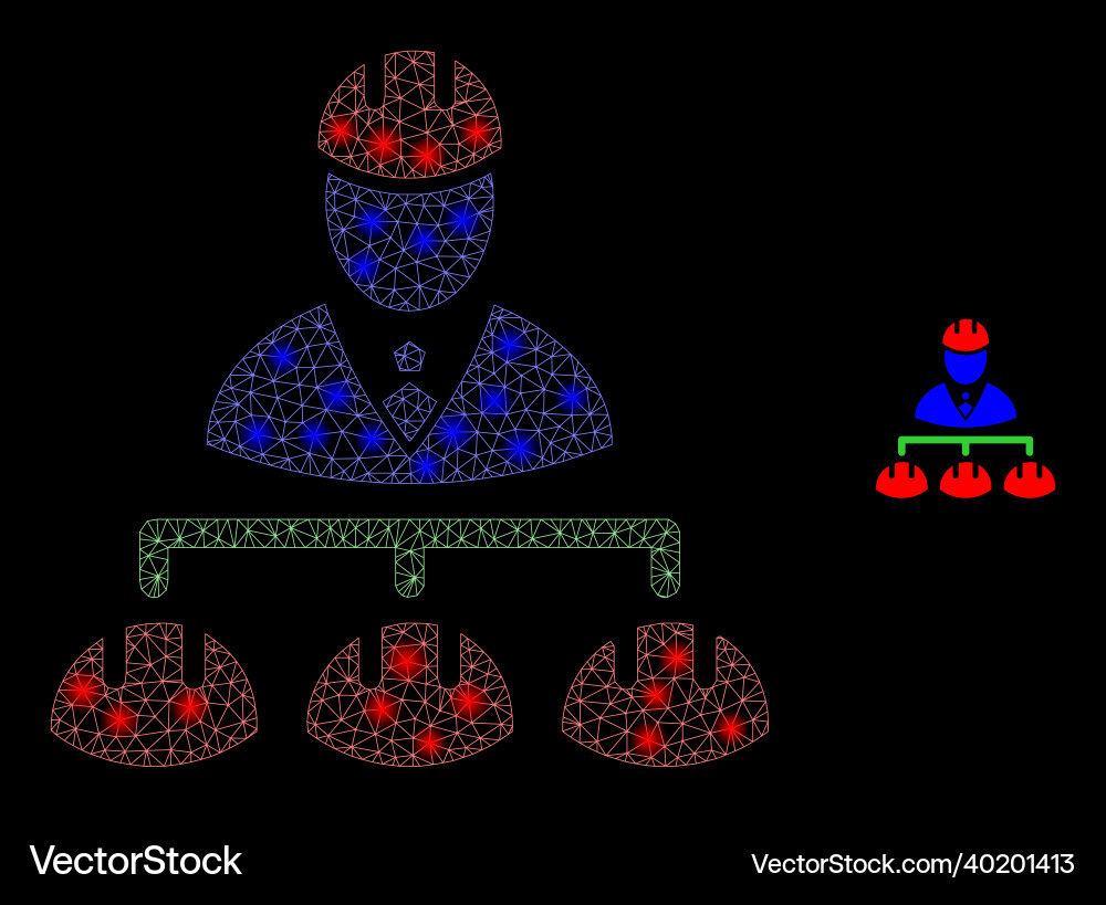 Mesh net engineer hierarchy with bright Mesh net engineer hierarchy with bright vector image
