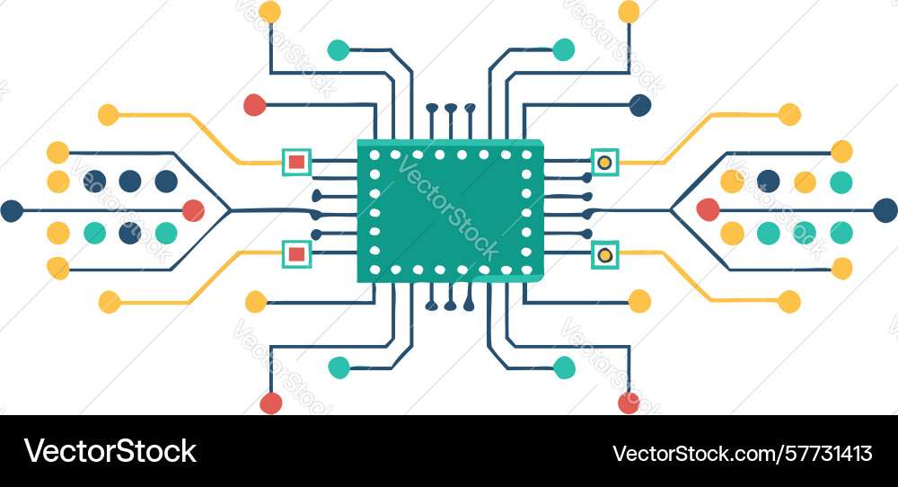 Modern circuit board advanced tech microchip vector image