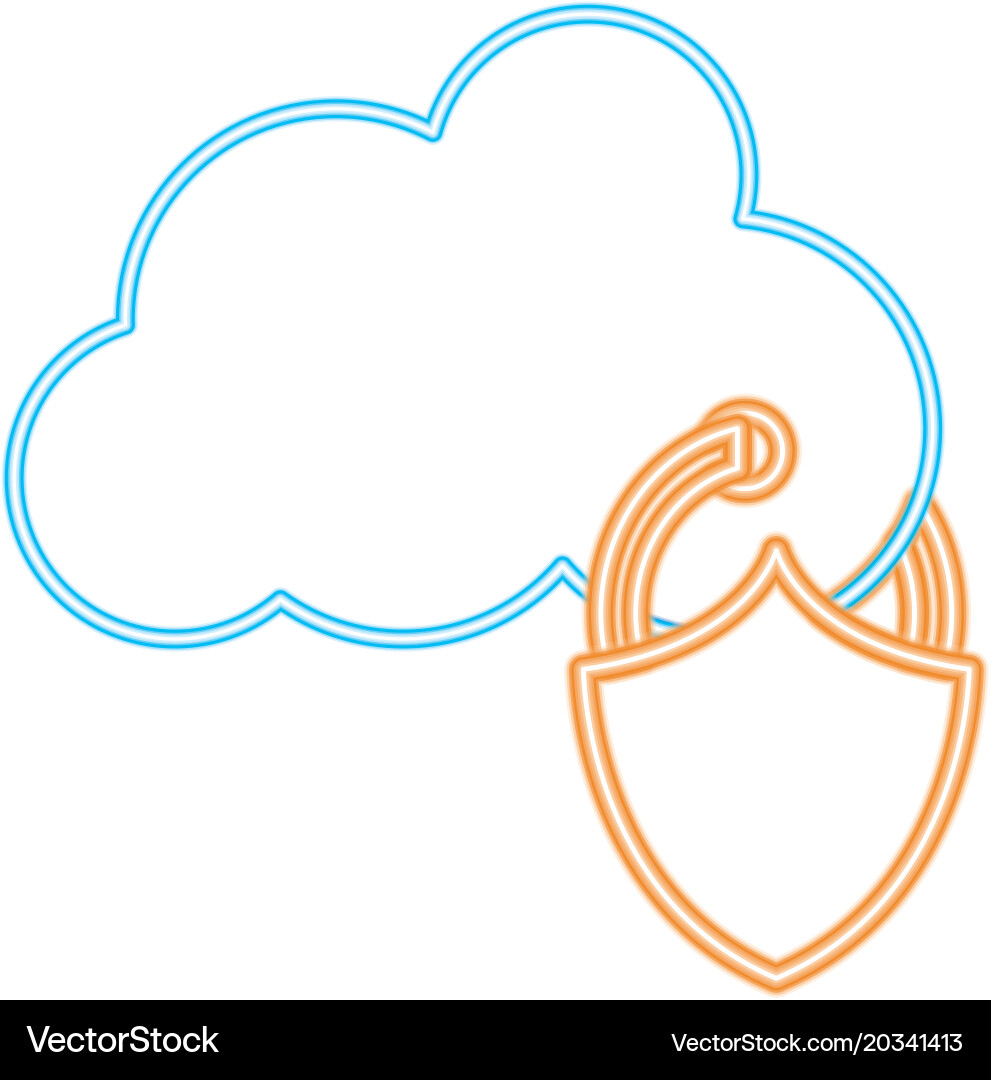 Neon line cloud data connection and padlock Vector Image