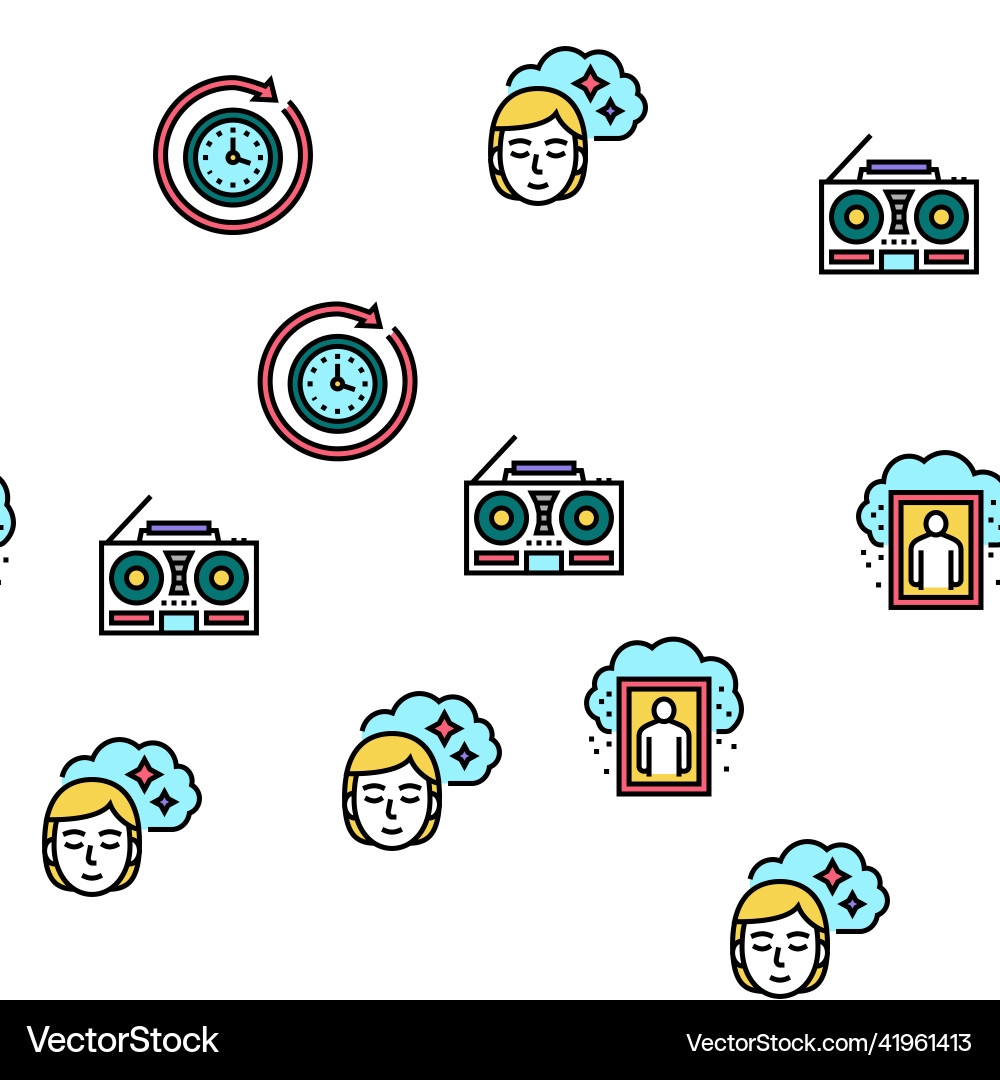 Nostalgia and memory seamless pattern Nostalgia and memory seamless pattern vector image