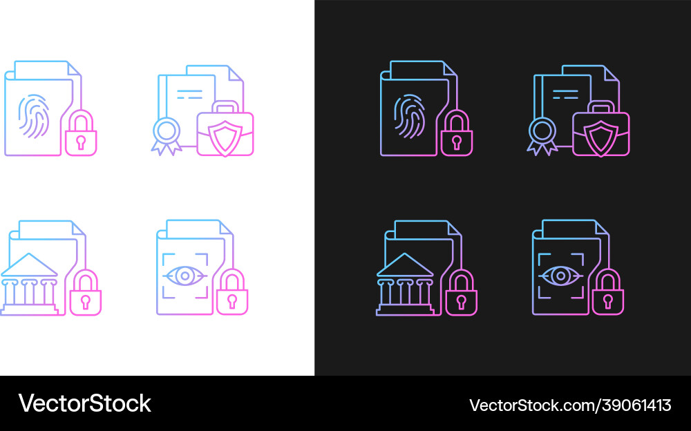 Personal sensitive data gradient icons set Vector Image