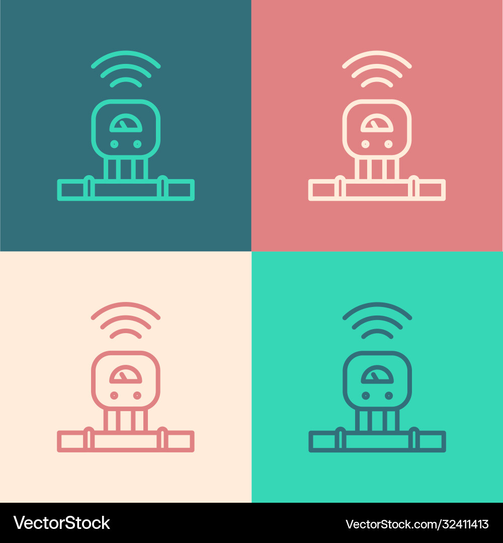 Pop art line smart sensor system icon isolated Pop art line smart sensor system icon isolated vector image