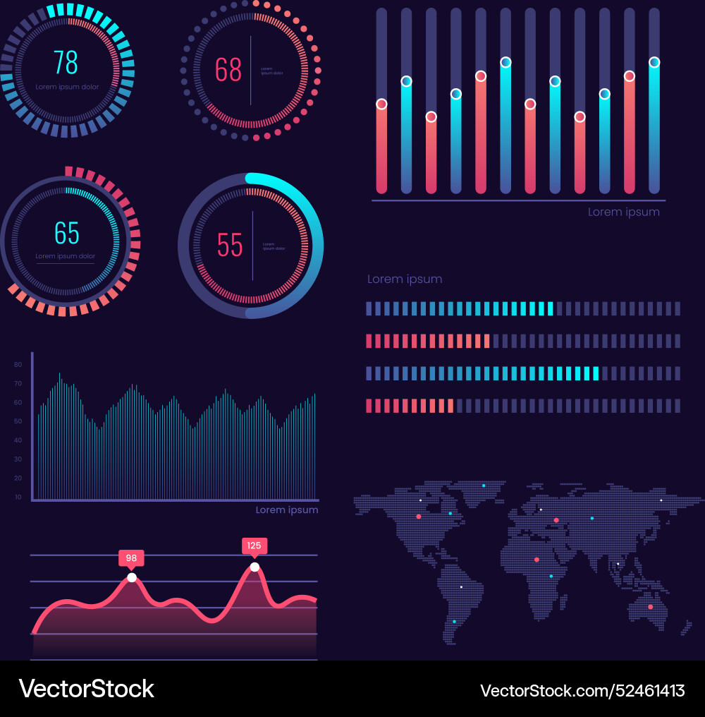 Professional dashboard element collection Vector Image
