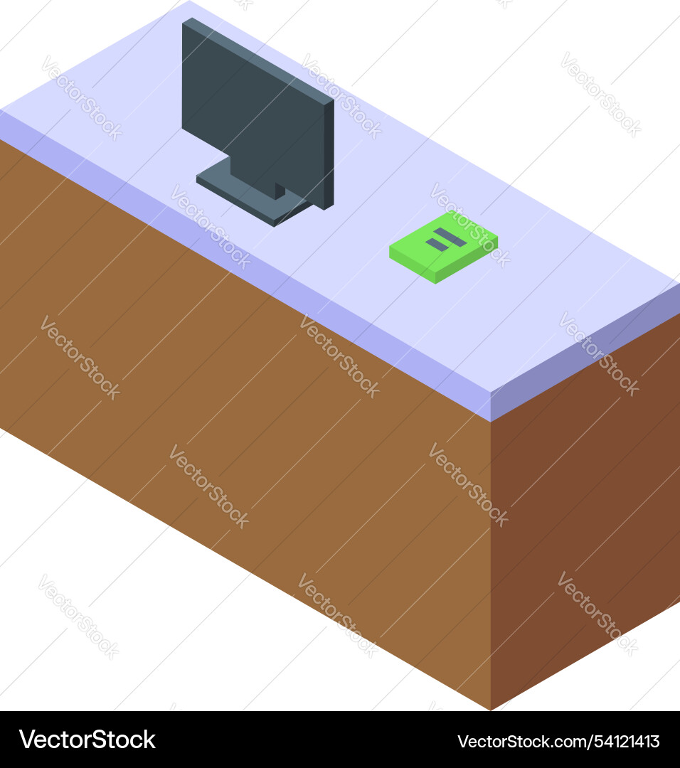 Reception desk with computer and payment terminal Reception desk with computer and payment terminal vector image
