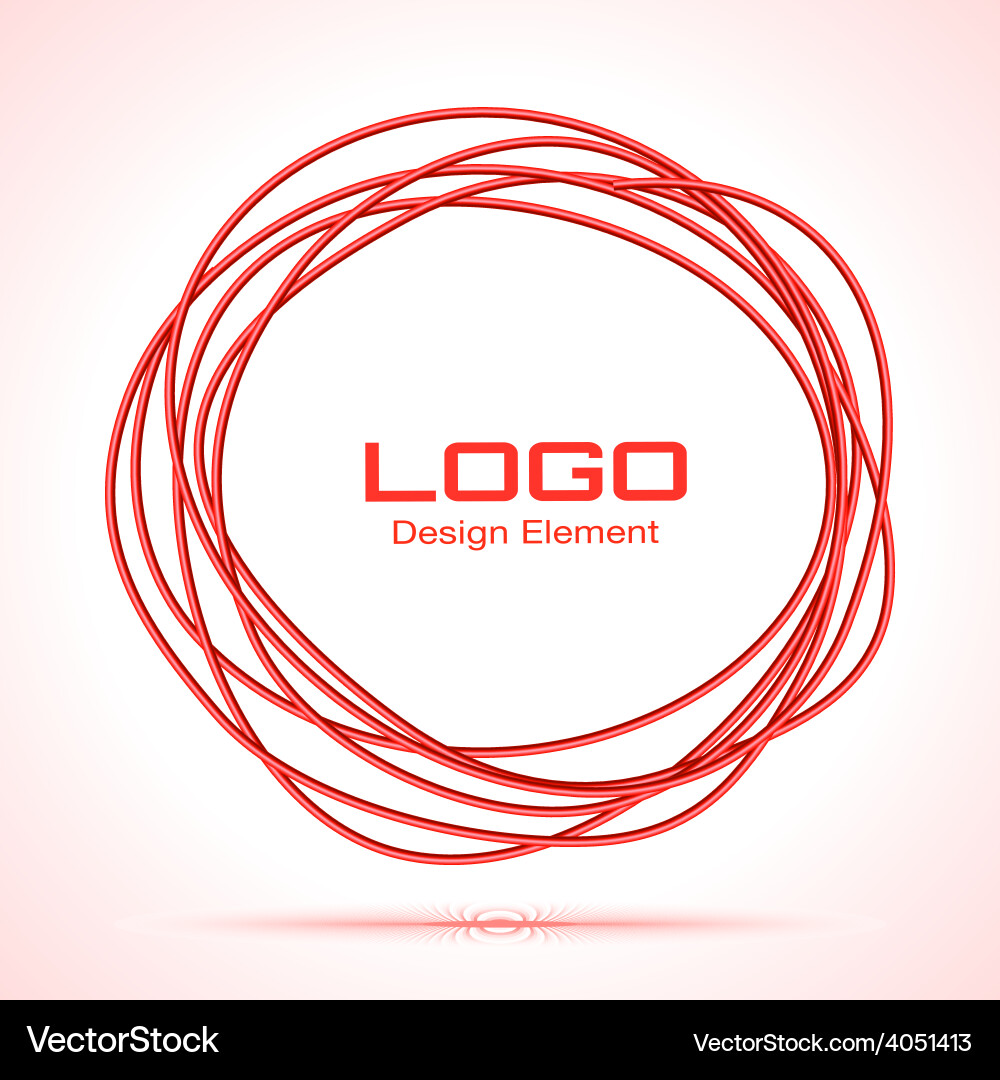 Red Circular Line Art Element Vector Image