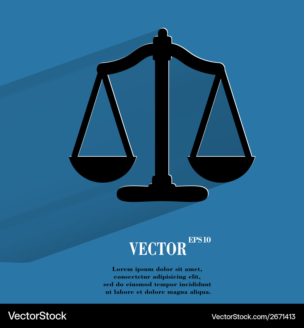 Scales balance flat modern web button with long vector image