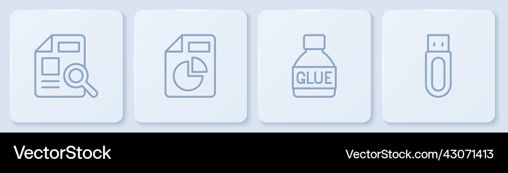 Set line document with graph chart glue and usb Set line document with graph chart glue and usb vector image