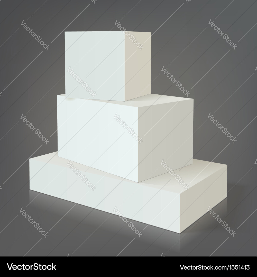 Three white empty box template without texture Vector Image