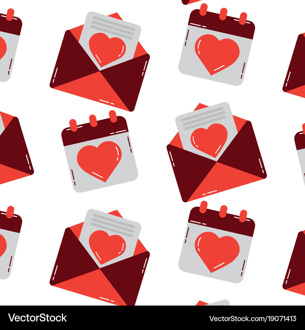 Valentines day calendar message seamless pattern vector image