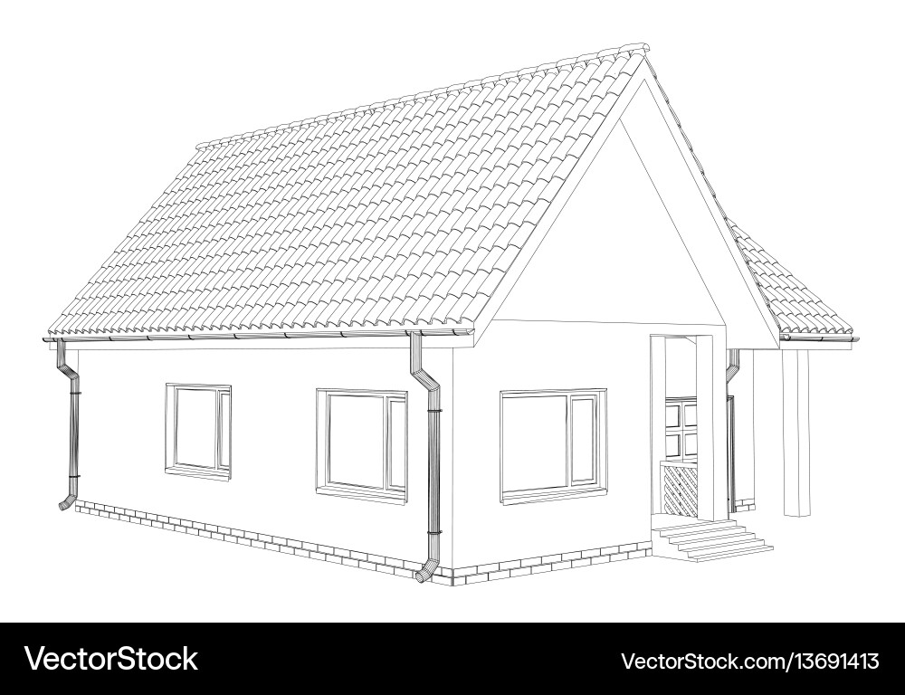 Wireframe Building Sketch vector image