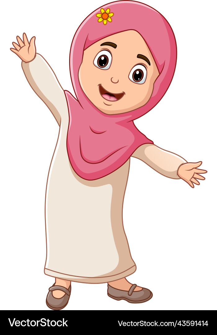 Happy islamic Mädchen isoliert auf weißem Hintergrund Happy islamic Mädchen isoliert auf weißem Hintergrund vektorbild