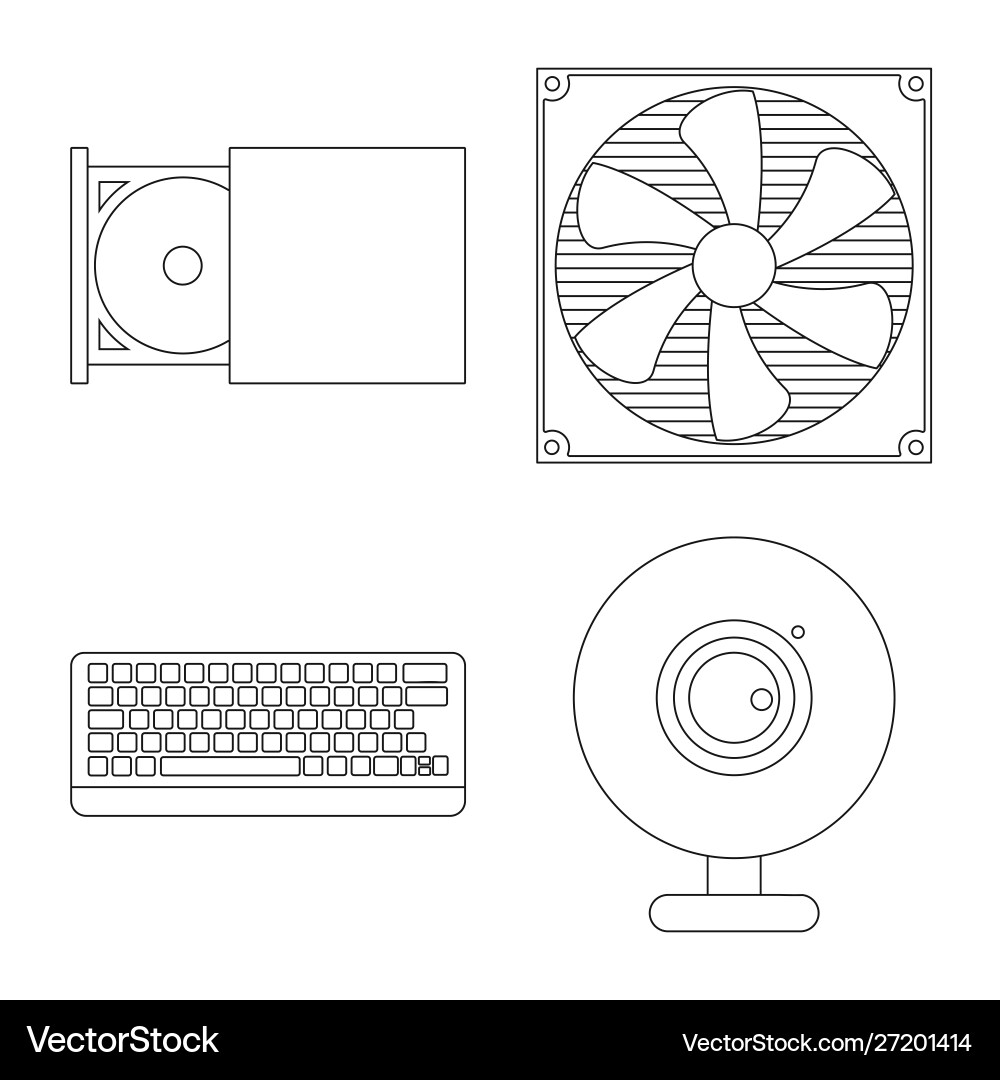 Isolated object pc and component symbol set Isolated object pc and component symbol set vector image