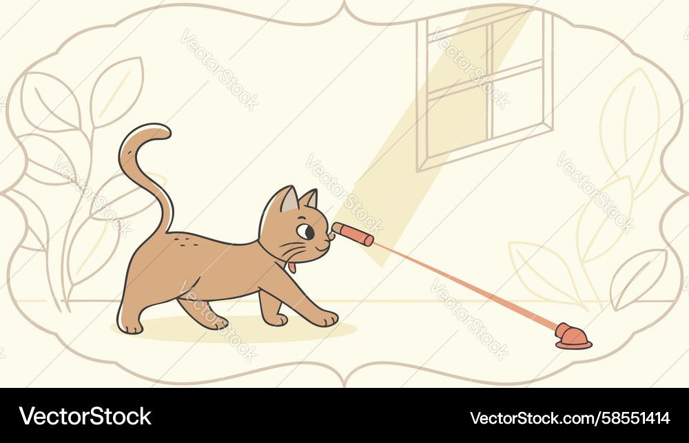 Kitten Playing with String Vector Image